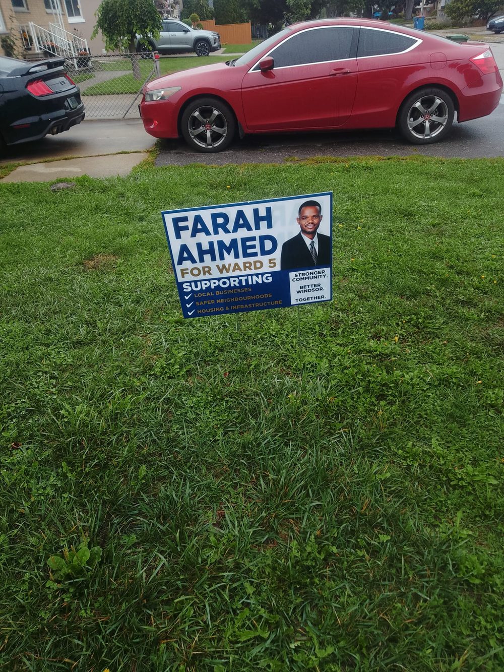 Farah Ahmed for Ward 5 lawn sign